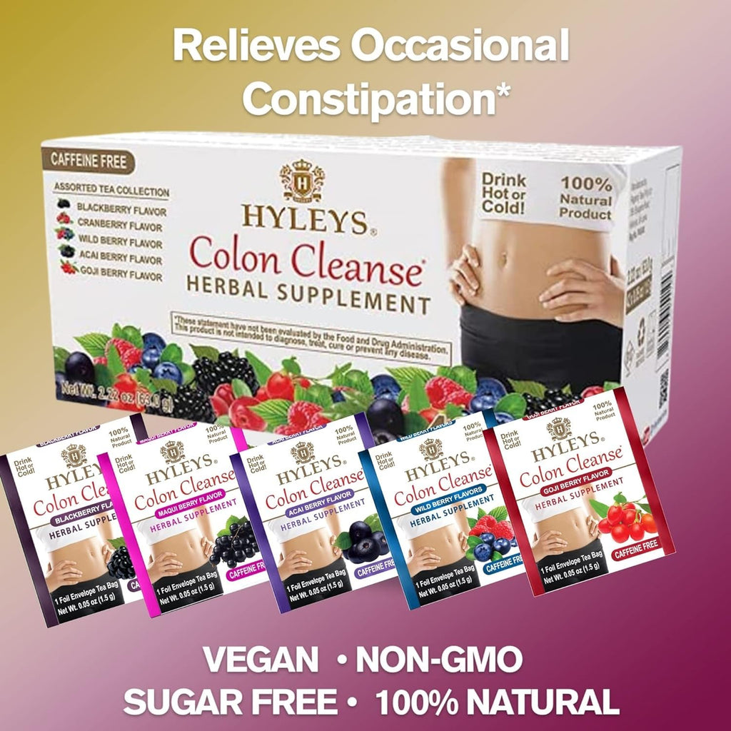 Colon Cleanse Tea, Assorted, 42 Individually Wrapped Herbal Tea Bags | Herbal Detox Tea with Senna, Fennel & Ginger, Supports Digestion, Regularity & Gut Reset, Caffeine Free, Gluten Free