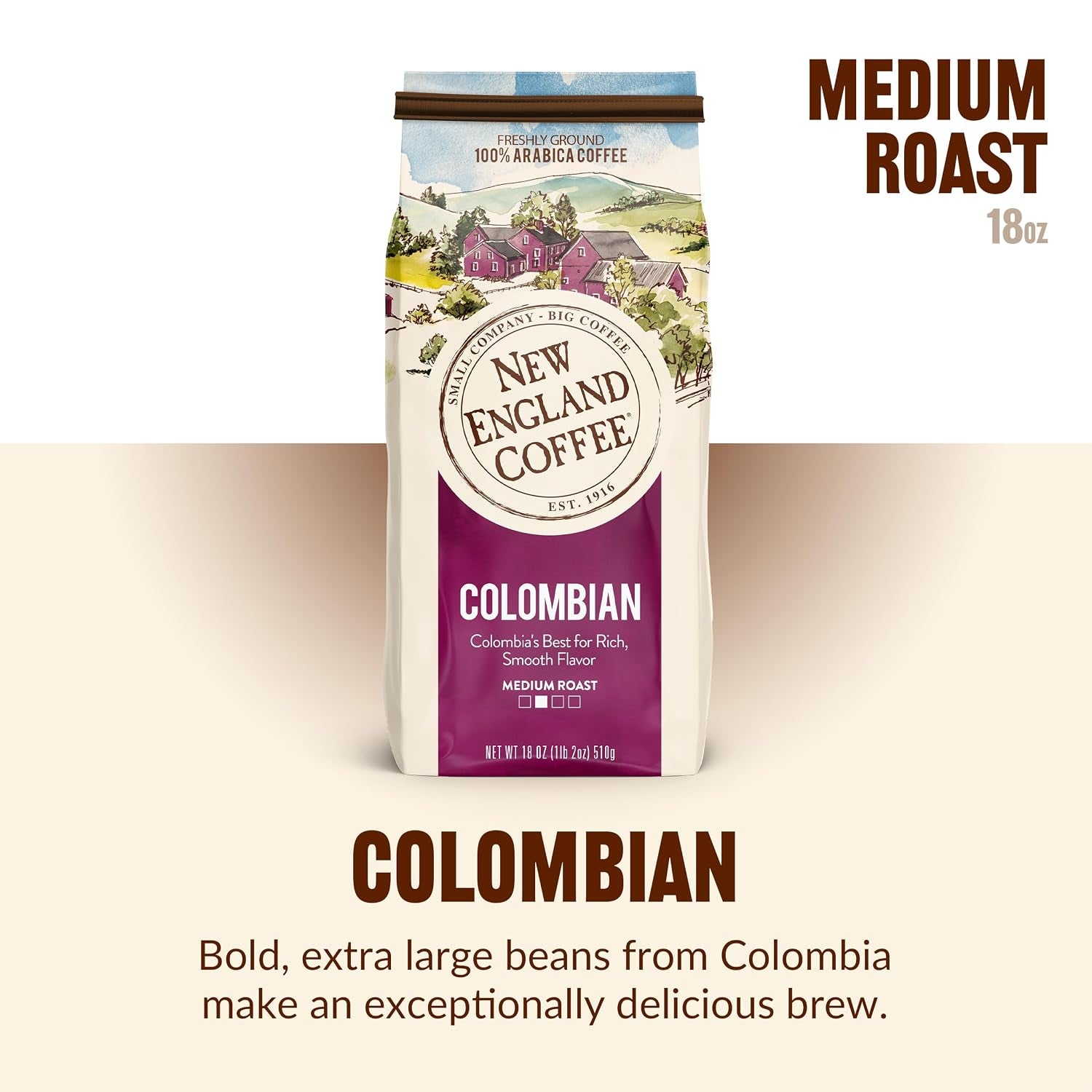 Colombian Medium Roast Ground Coffee, 18Oz Bag (Pack of 4)