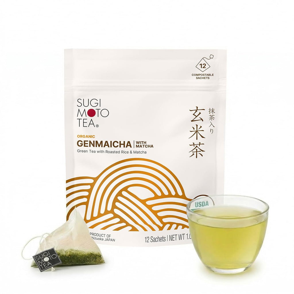 Japanese Organic Genmaicha with Matcha Green Tea Bags 12 Count