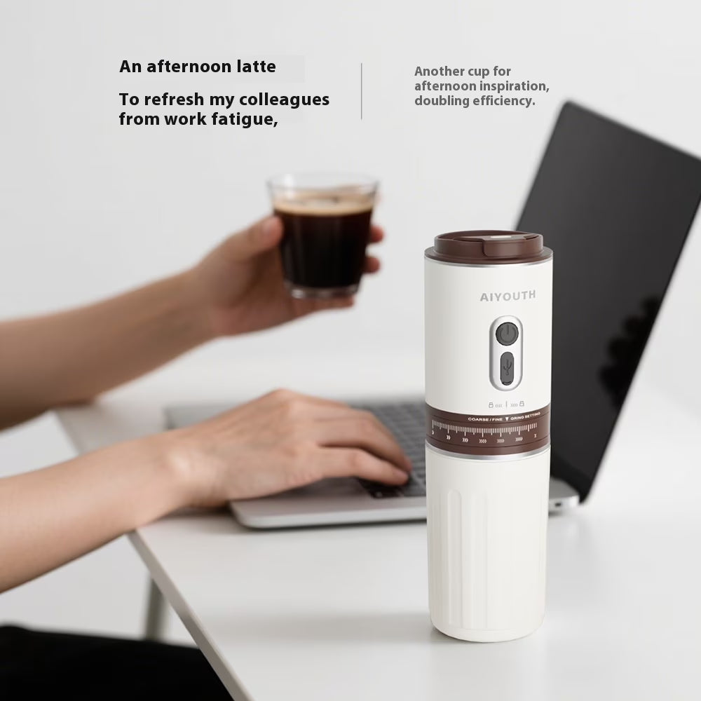Portable Coffee Machine, 3 in 1 Cordless Electric Coffee Maker, Work with Capsule and Ground Coffee, Cold Brew and Heating Coffee Maker with 250Ml Cup-Grey