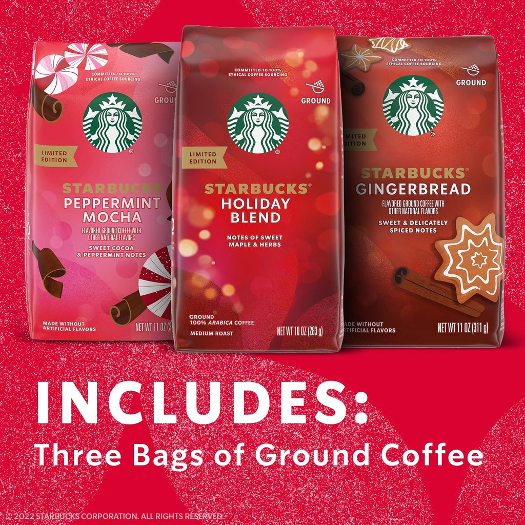 Starbucks Holiday Variety Pack Ground Coffee - Holiday Blends - 3 Bags (11 Oz)