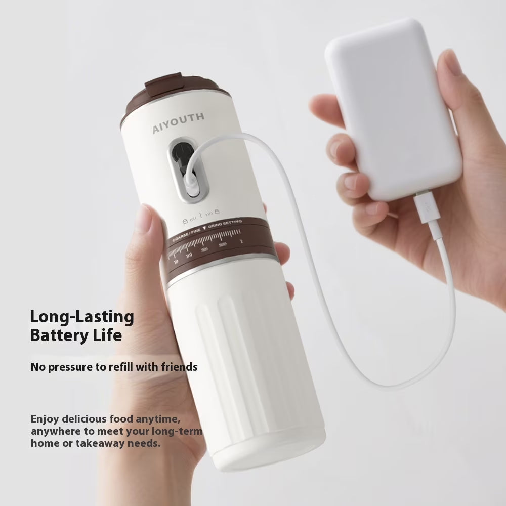 Portable Coffee Machine, 3 in 1 Cordless Electric Coffee Maker, Work with Capsule and Ground Coffee, Cold Brew and Heating Coffee Maker with 250Ml Cup-Grey