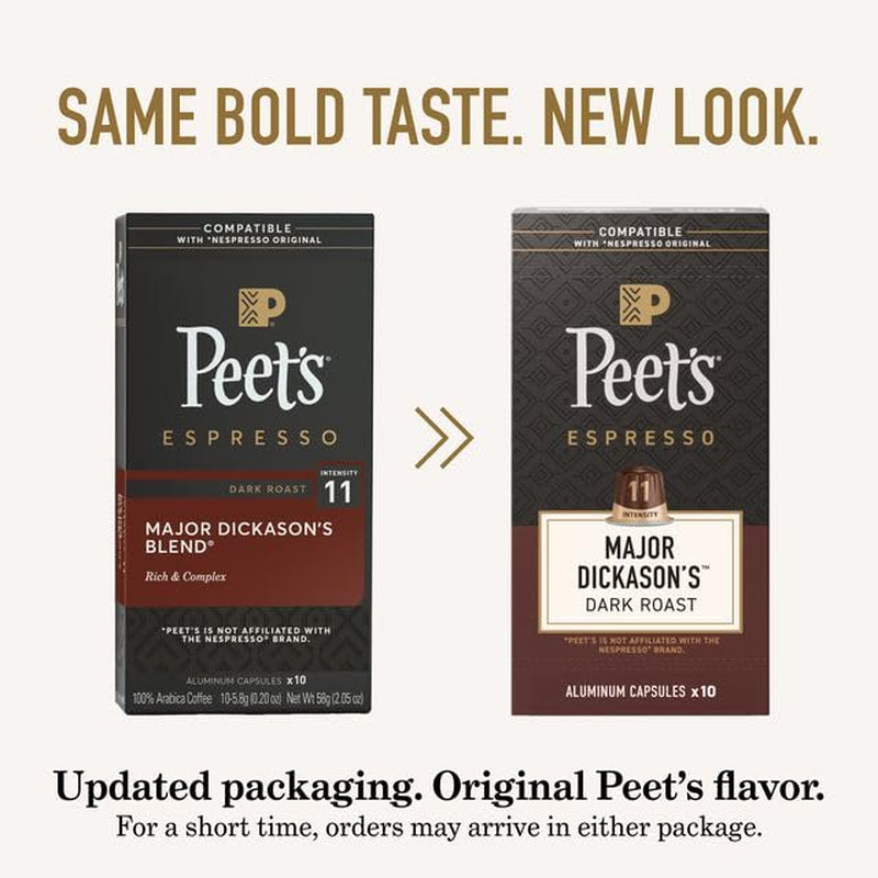 Peet'S Coffee, Dark and Medium Roast Signature Blend Espresso Capsules, Compatible with Nespresso Original Machines, 100% Arabica Coffee - Variety Pack 40 Count (4 Boxes of 10 Espresso Capsules)