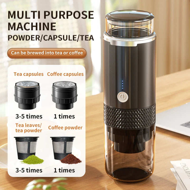Portable Coffee Machine Coffee Maker Electric Capsule Ground Coffee Brewer Fit for Coffee Powder and Coffee Capsul Suitable