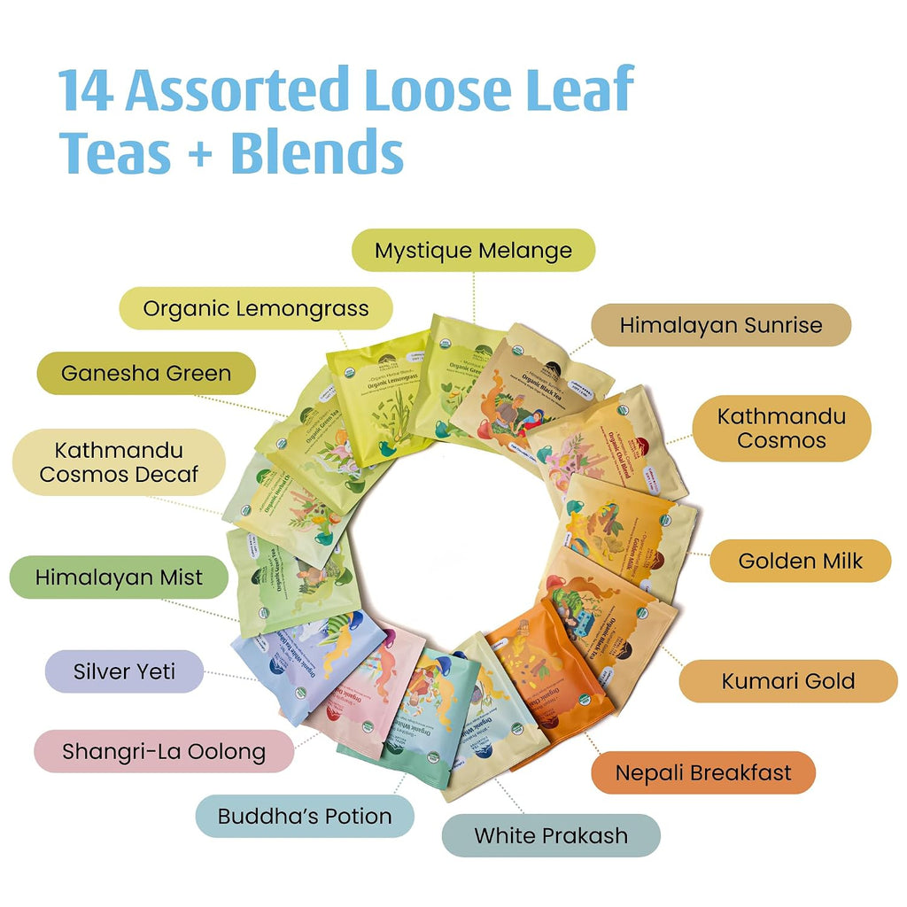 Organic Loose Leaf Tea Sampler | Includes a Variety of 14 Delicious & Unique Loose Teas