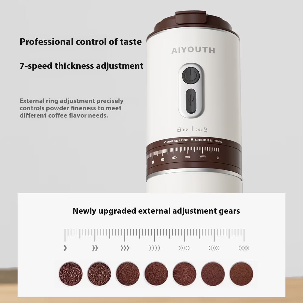 Portable Coffee Machine, 3 in 1 Cordless Electric Coffee Maker, Work with Capsule and Ground Coffee, Cold Brew and Heating Coffee Maker with 250Ml Cup-Grey