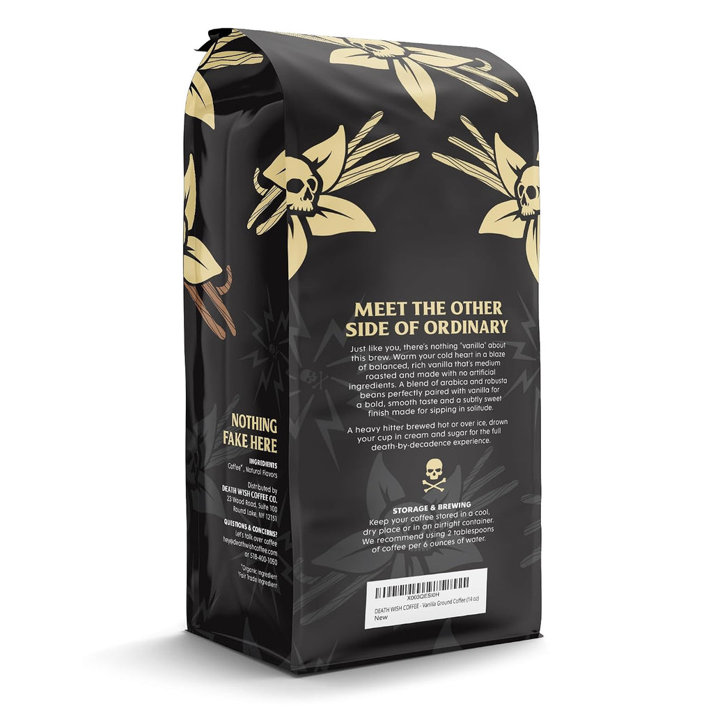 DEATH WISH COFFEE - Vanilla Ground Coffee (14 Oz) (Pack of 2)