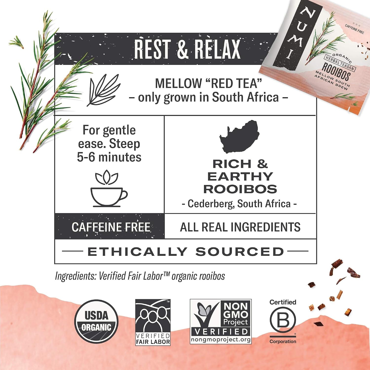 Numi - Organic Rooibos Tea Variety Pack, 54 Herbal Tea Bags, Chocolate, Chai and Regular Rooibos