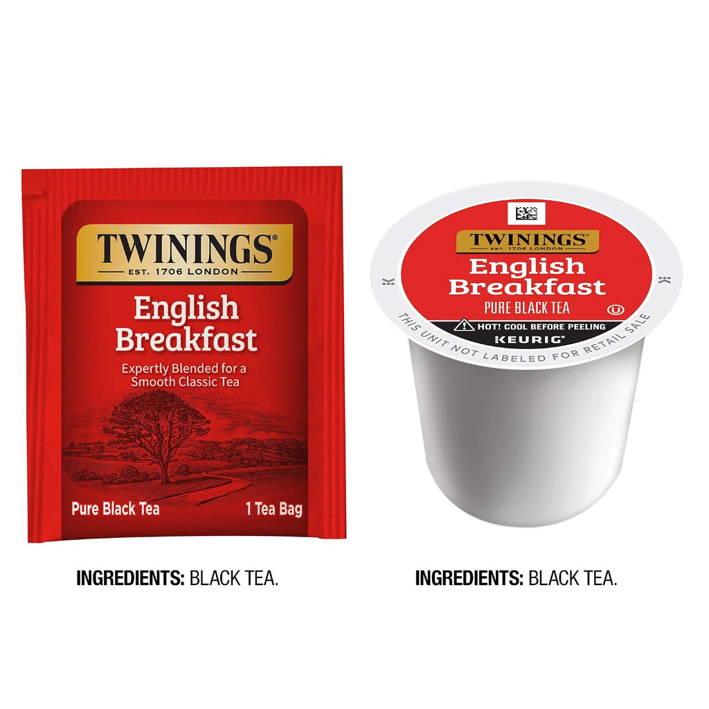 English Breakfast Tea K-Cup Pods, 24 Count (Pack of 1) + English Breakfast Tea Bags, 100 Count (Pack of 1)
