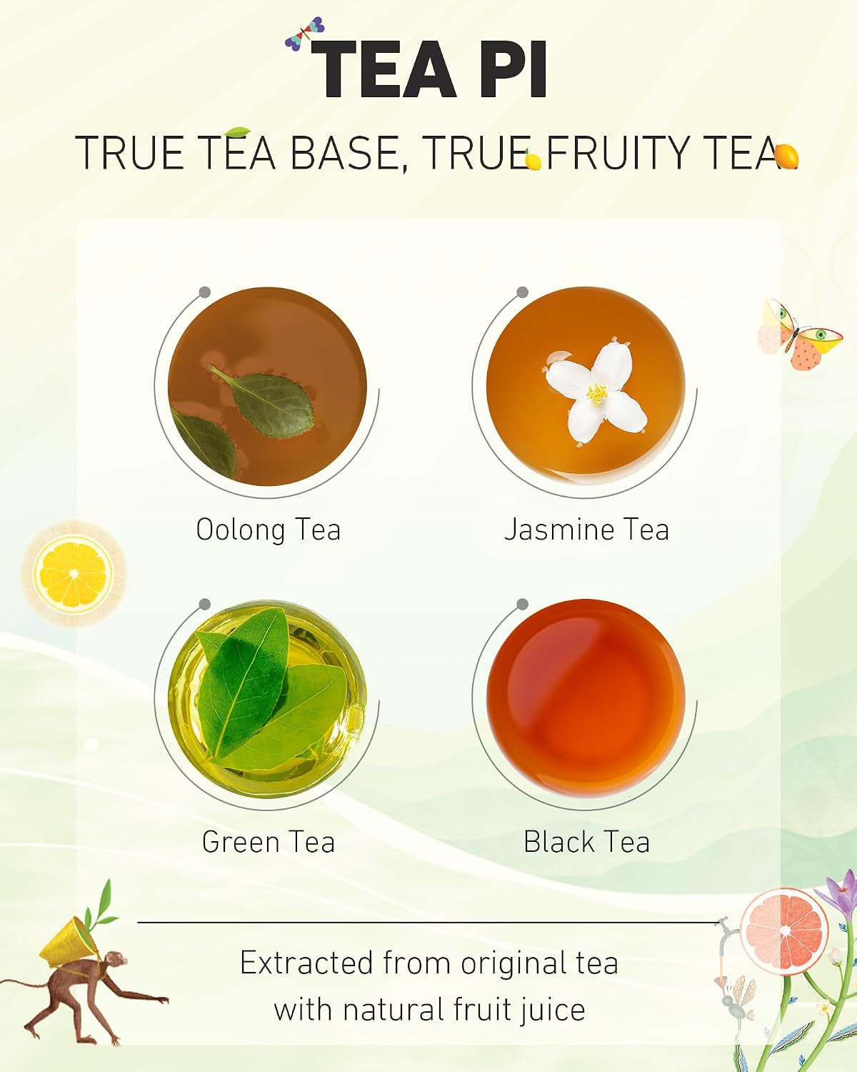 Tea PI Lemon Black Iced Fruit Tea, 16.9 Fl Oz (15 Pack) | Real Brewed Black Tea with Lemon Juice.