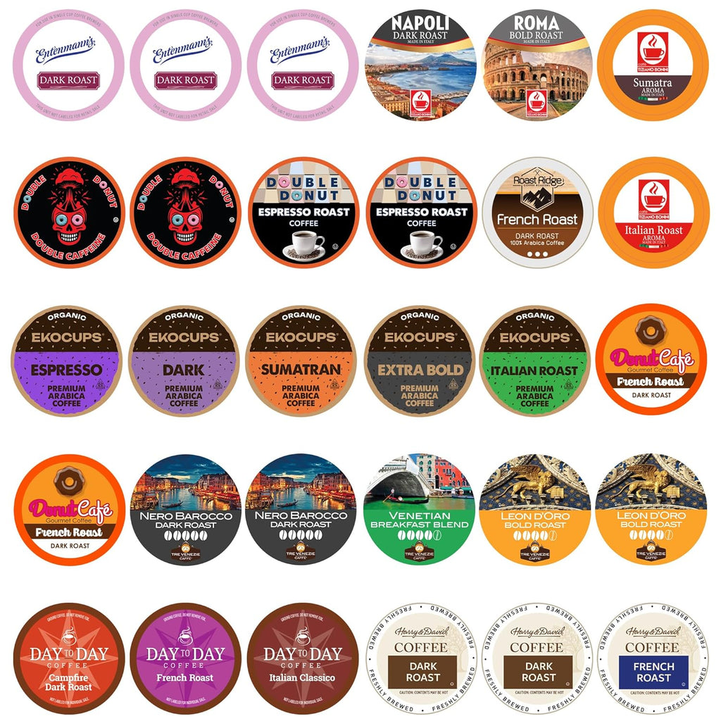 Custom Variety Pack Coffee Pods | Dark Roast and Bold Flavors | Single Serve Cups for Keurig K-Cup Machines | Robust Assortment with No Duplicates | 30 Count Coffee Gift for Mothers