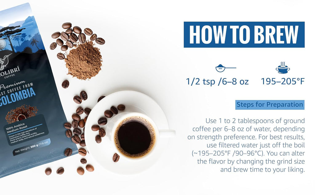 Low Acid Coffee, Ground Coffee Medium Roast Colombian Coffee, Ground Coffee for Coffee Maker, Ideal for Cold Brew and Reusable K Cups for Keurig 16 Oz