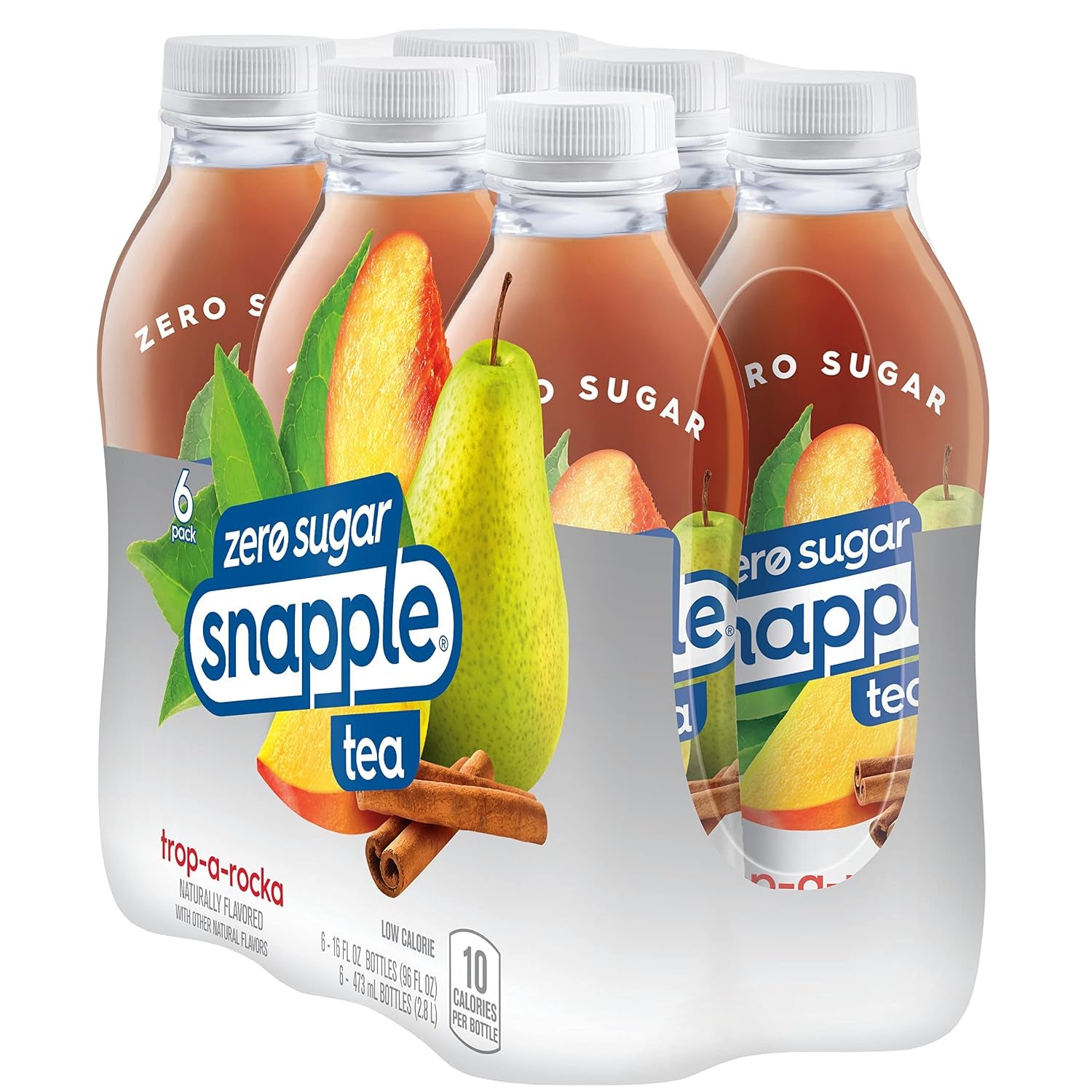Zero Sugar Trop-A-Rocka Tea, 16 Fl Oz Recycled Plastic Bottle, 6 Pack
