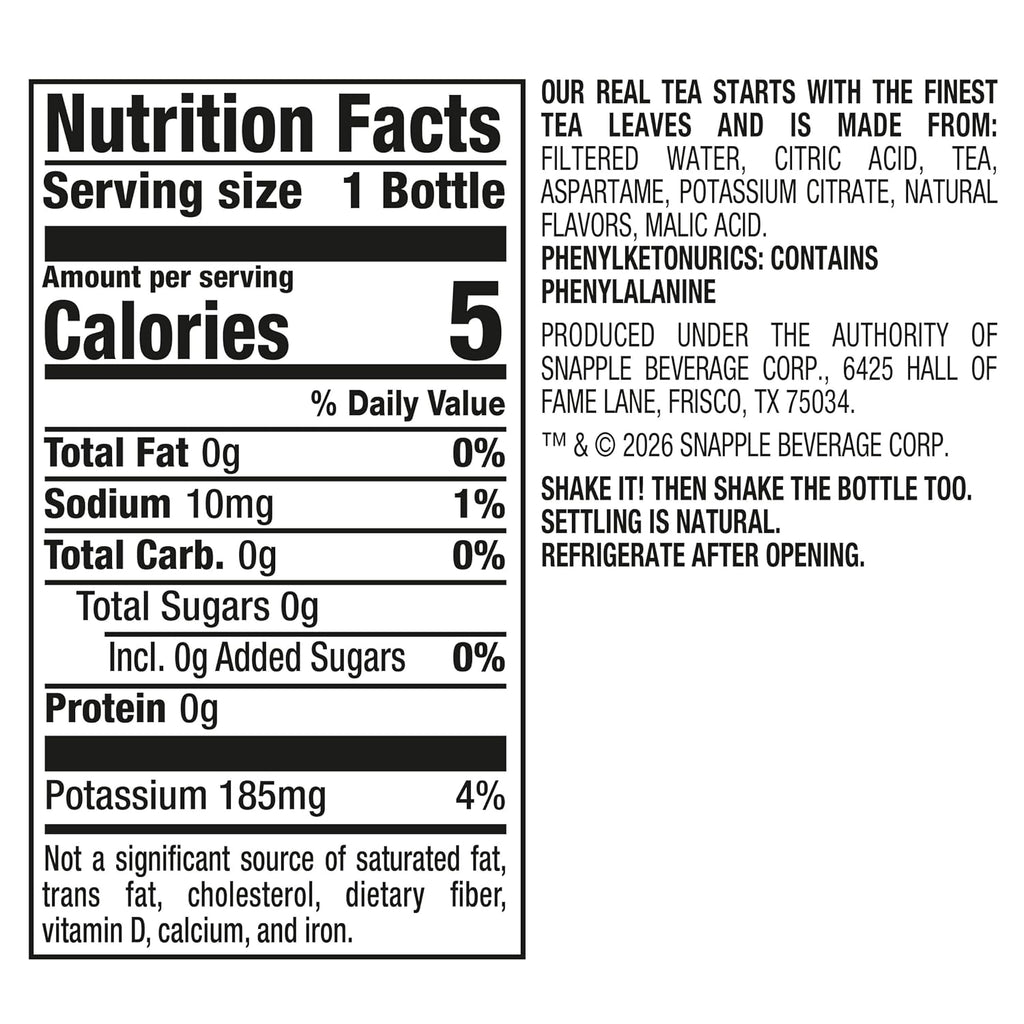 Zero Sugar Peach Tea, 16 Fl Oz Recycled Plastic Bottle