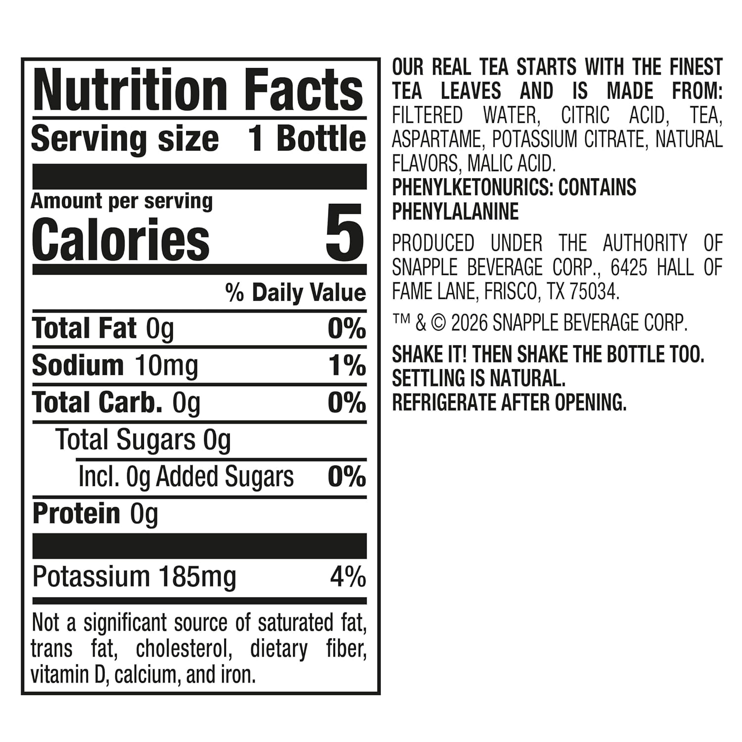 Zero Sugar Peach Tea, 16 Fl Oz Recycled Plastic Bottle
