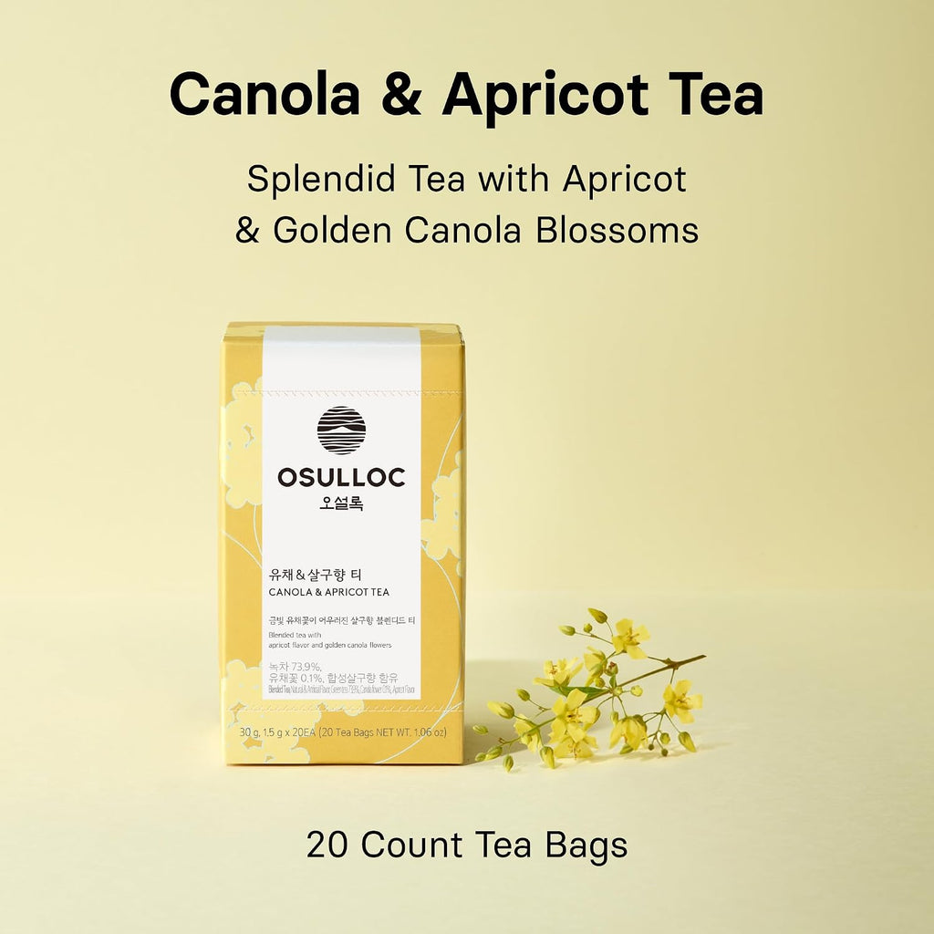 Canola & Apricot Tea (Aromatic Canola Flower & Apricot), Premium Blended Tea from Jeju, Tea Bag Series 20 Count