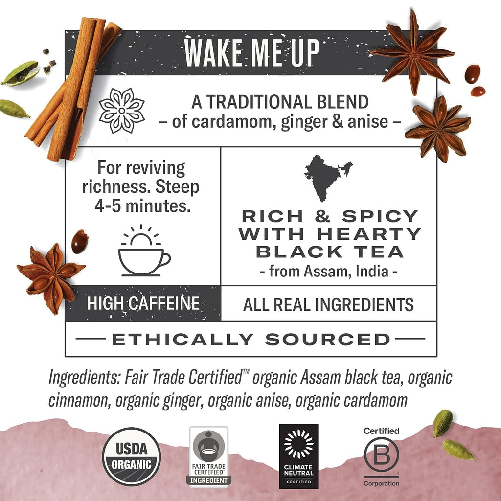 Numi Organic Golden Chai Tea, 18 Tea Bags, Assam Black Tea, Cardamom, Ginger & Anise