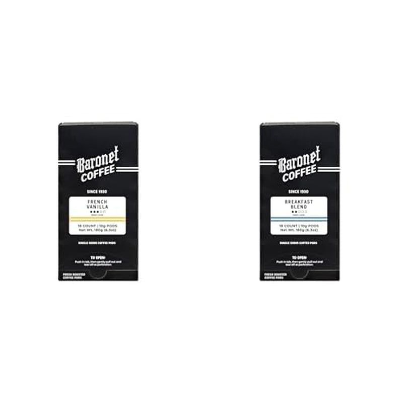 Pods - French Vanilla & Breakfast Blend [10 Gram, 54 Pods Each Flavor] Single Cup Use, like Senseo