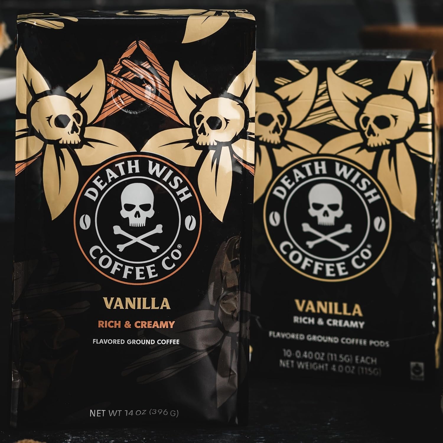DEATH WISH COFFEE - Vanilla Ground Coffee (14 Oz) (Pack of 2)