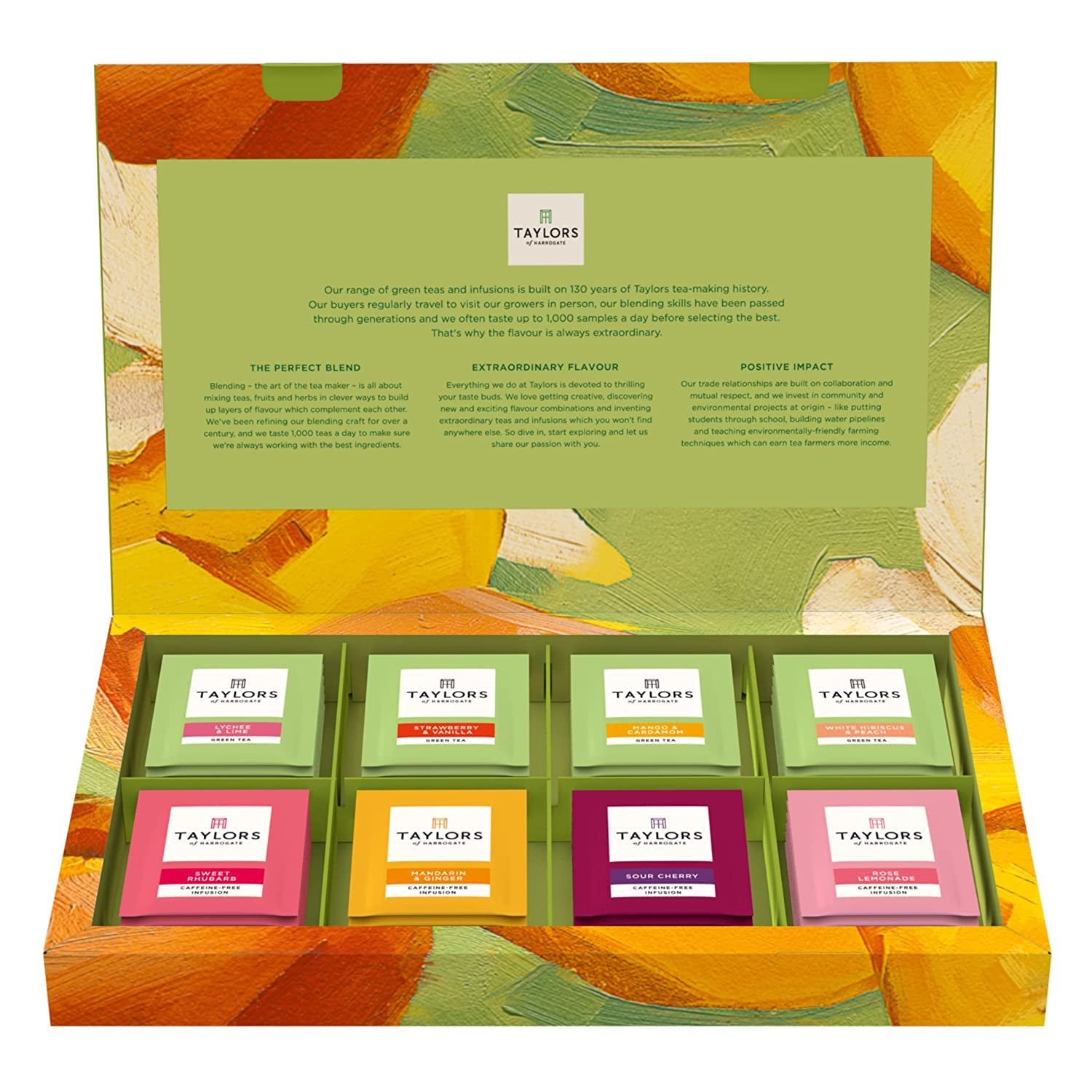 Assorted Green & Herbal Teas Sampler, Variety Pack Gift Box, Individually Wrapped Bags, 48 Count (Pack of 1), Premium Green & Herbal Teas, Mixed Caffeinated & Caffeine-Free Selection, 48 Teabags