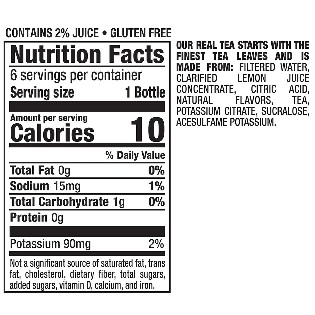 Zero Sugar Half 'N Half Tea, 16 Fl Oz Recycled Plastic Bottle, 6 Pack