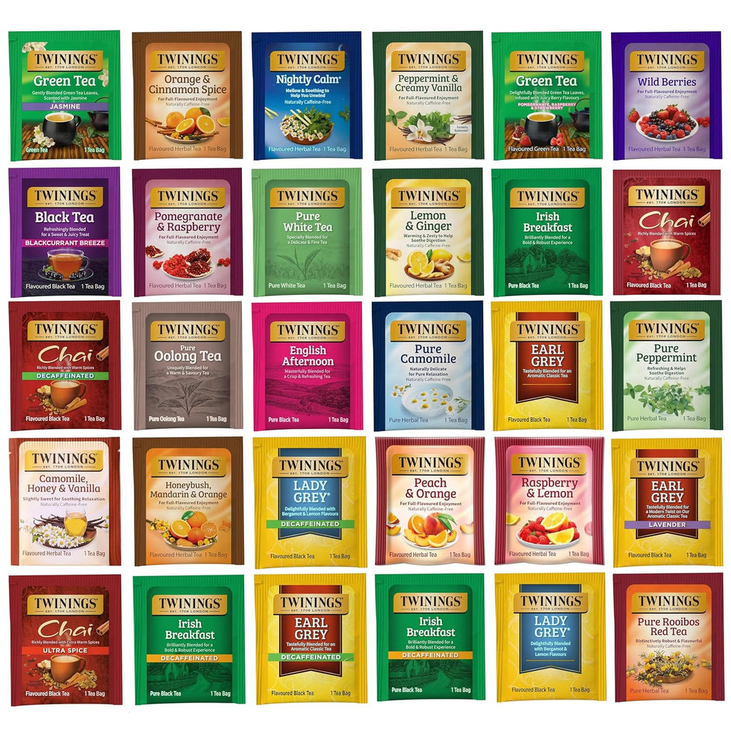 Tea Bags Sampler Assortment Variety Pack (60 Count) 30 Different Flavours for Tea Lovers: Her, Him, Women, Men, Couples, Family, Friends, Coworkers