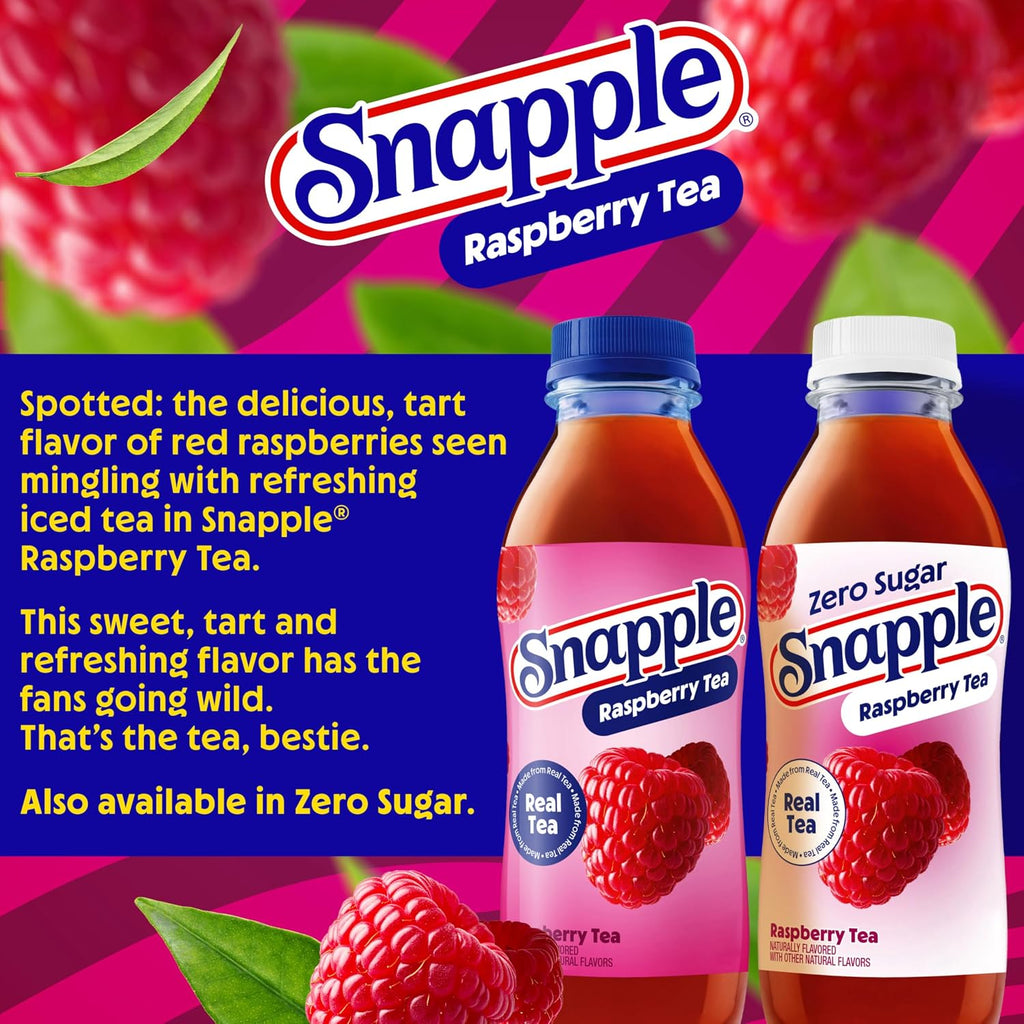 Zero Sugar Raspberry Tea, 16 Fl Oz Recycled Plastic Bottle, Pack of 12