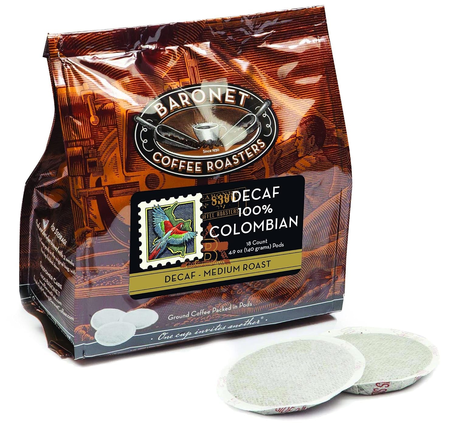 8 Gram Coffee Pods, 100% Decaf Colombian, 54 Pods | Medium Roast, 100% Arabica Coffee, Decaffeinated, 3 Bags of 18 Single Serve Pods, Compatible with Senseo Coffee Machines