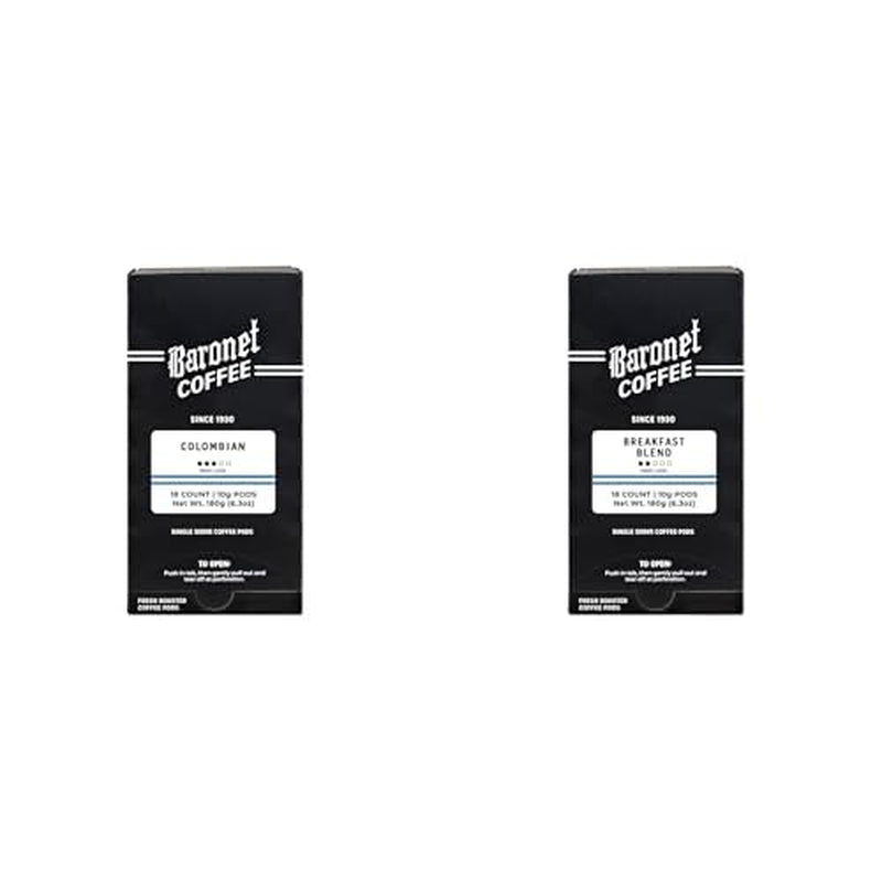 Pods - Colombian & Breakfast Blend [10 Gram, 54 Pods Each Flavor] Single Cup Use, like Senseo