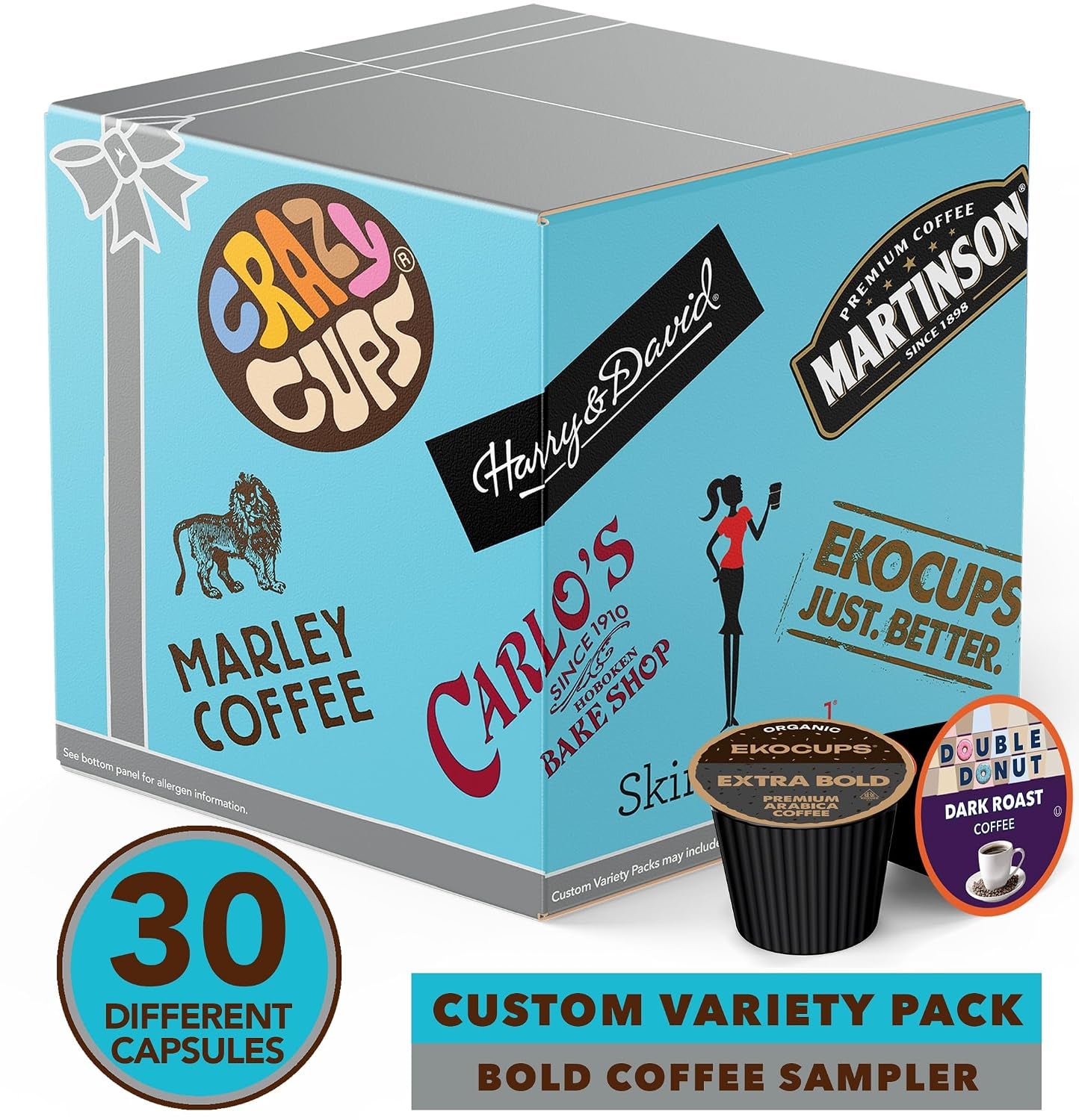 Custom Variety Pack Coffee Pods | Dark Roast and Bold Flavors | Single Serve Cups for Keurig K-Cup Machines | Robust Assortment with No Duplicates | 30 Count Coffee Gift for Mothers
