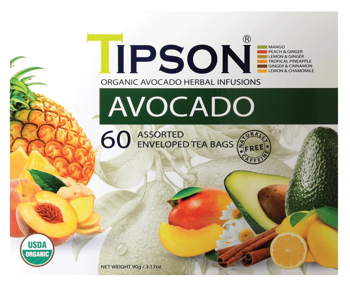 Organic Avocado Variety Sampler - 6 Flavors (60 Tea Bags), Herbal Tea Infusions - USDA Organic, Non GMO, and Gluten Free