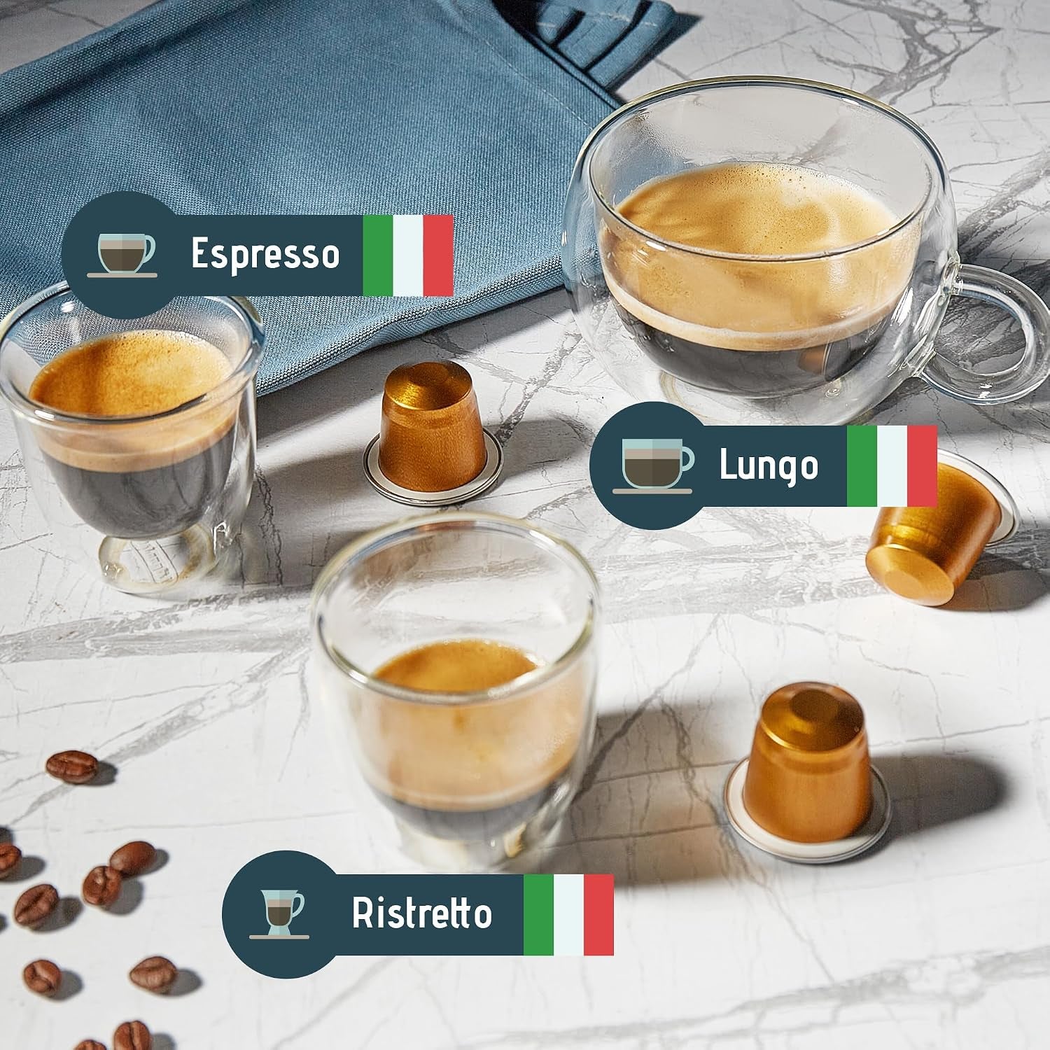 120Ct Espresso Pods for Nespresso Original Machines I Variety Pack | Compatible with Nespresso Original Machines I 3 Blends Espresso, Lungo & Ristretto I Intensity 8-10 I Aluminum & Recyclable