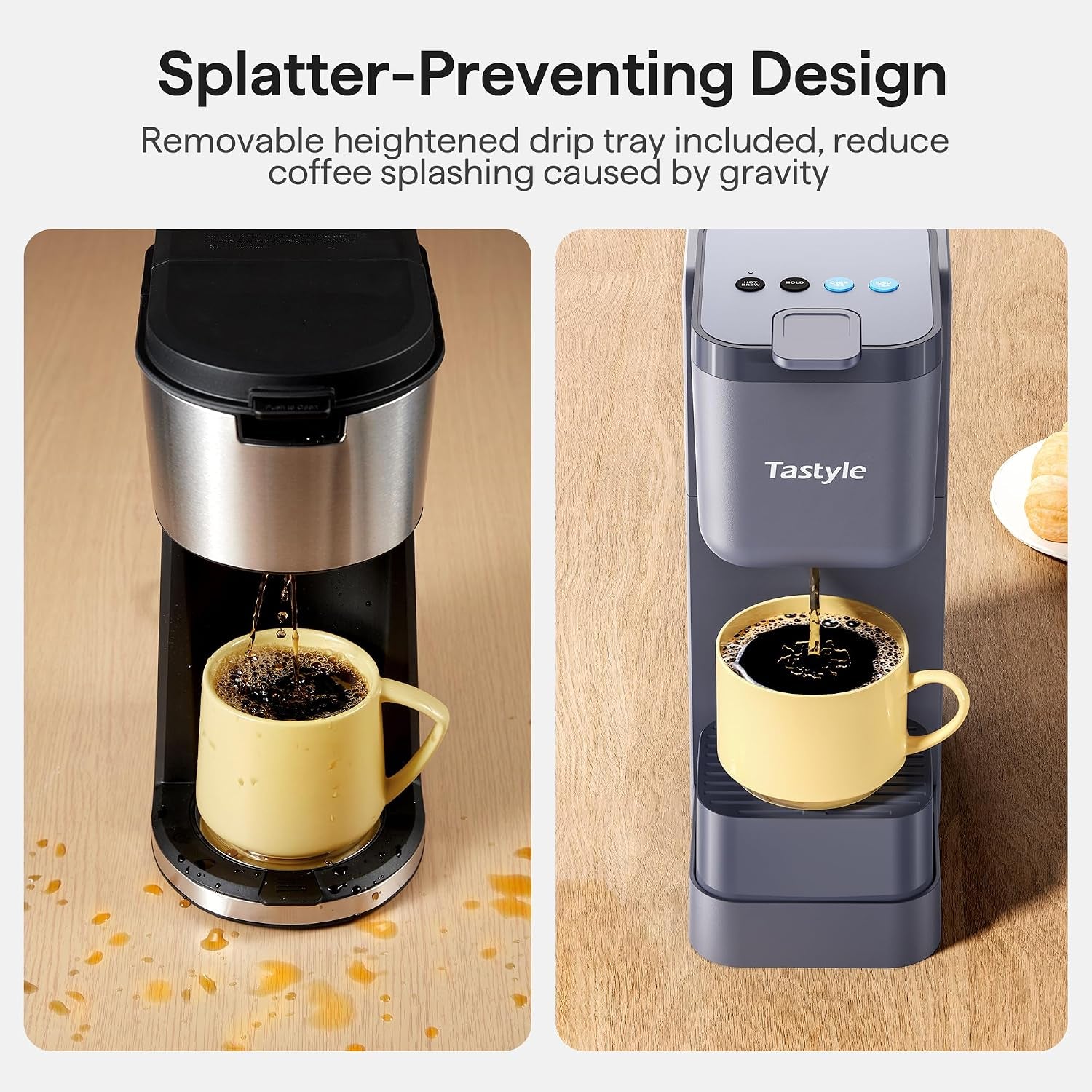 Single Serve Coffee Maker for K Cup, Ground and Tea | Hot and Iced Coffee Machines with Bold Setting, 6 to 16 Oz Brew Sizes, Compact for Small Spaces, Gray (2.0 Version)