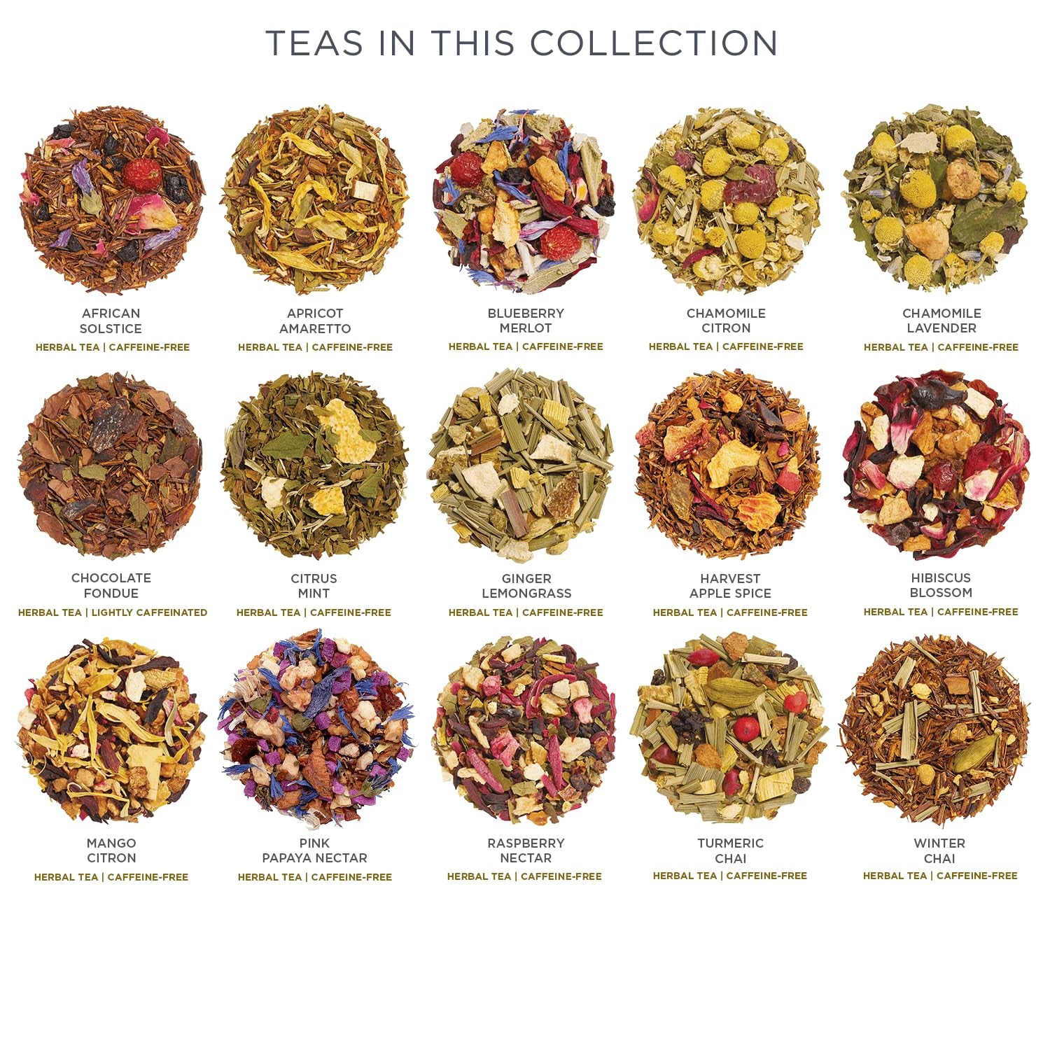 Single Steeps Tea Sampler, Herbal, 15 Pouches | 15 Single Serve Loose Leaf Bags - Premium Handcrafted Tea Blends - Giftable Presentation Box