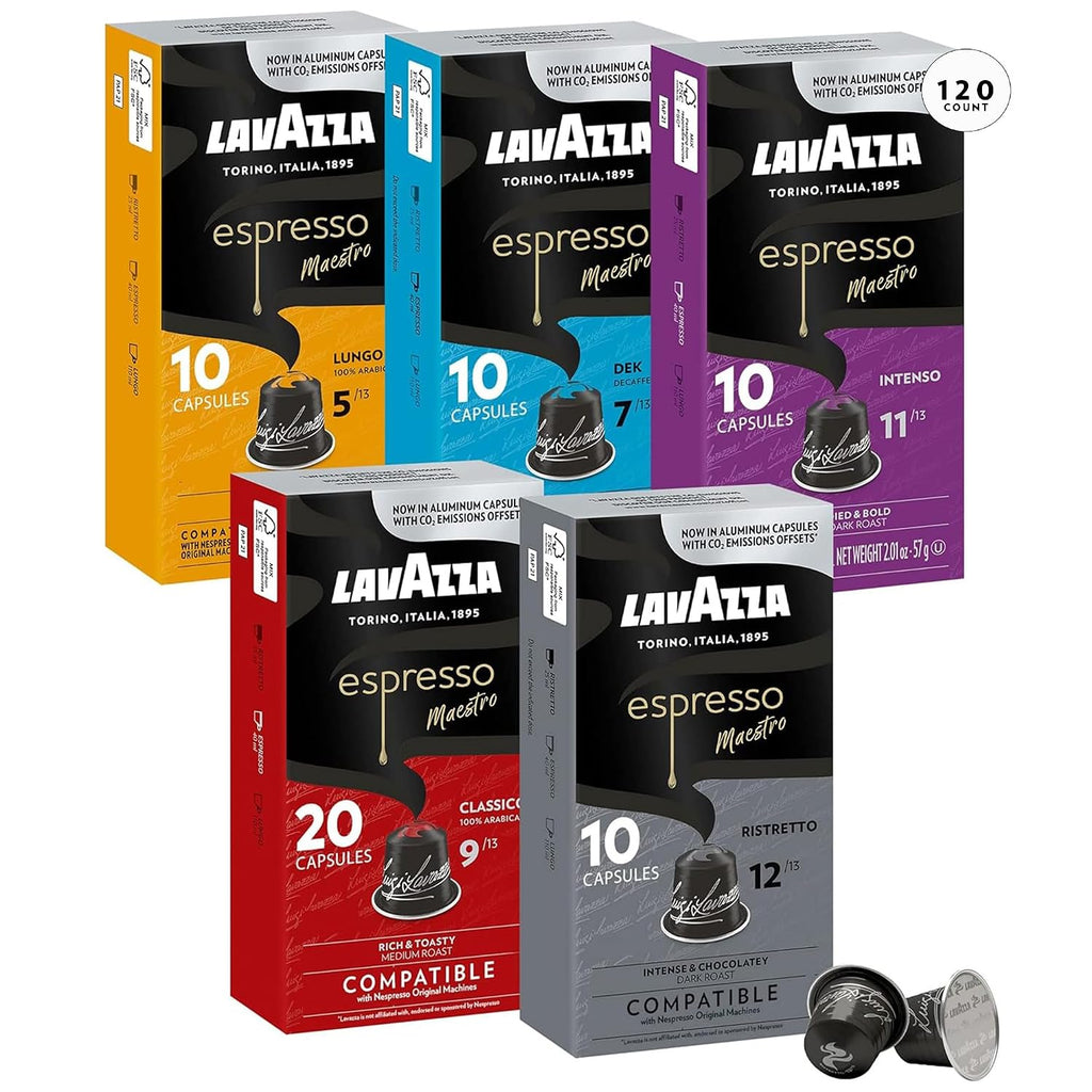 Espresso Coffee Variety Pack Capsules Compatible with Nespresso Original Machines (Count of 120)