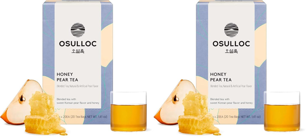 Honey Pear Tea (Sweet Pear & Honey Flavor), Fruit Tea Blend, Premium Teabags from Jeju Island, 20 Count (Pack of 2)