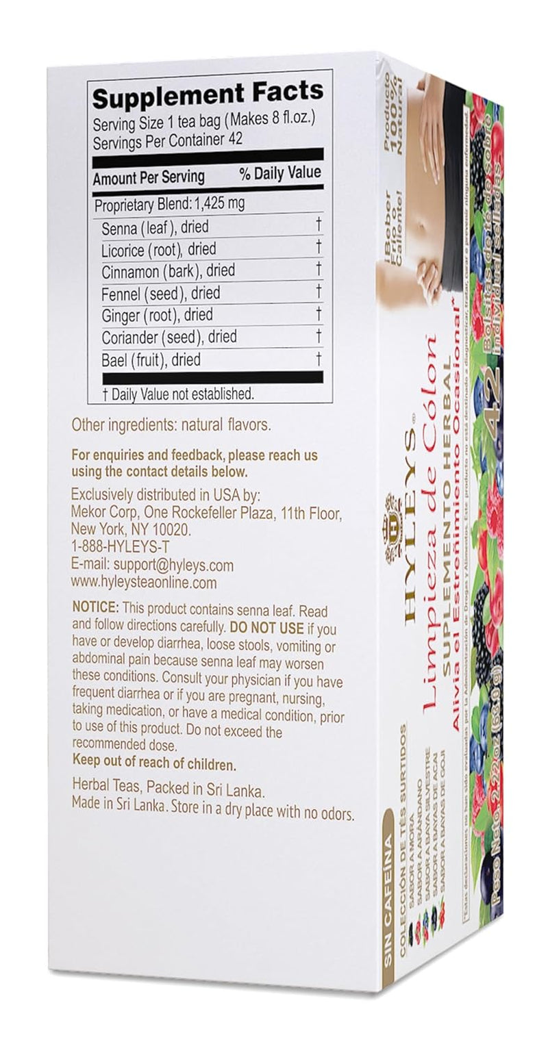 Colon Cleanse Tea, Assorted, 42 Individually Wrapped Herbal Tea Bags | Herbal Detox Tea with Senna, Fennel & Ginger, Supports Digestion, Regularity & Gut Reset, Caffeine Free, Gluten Free