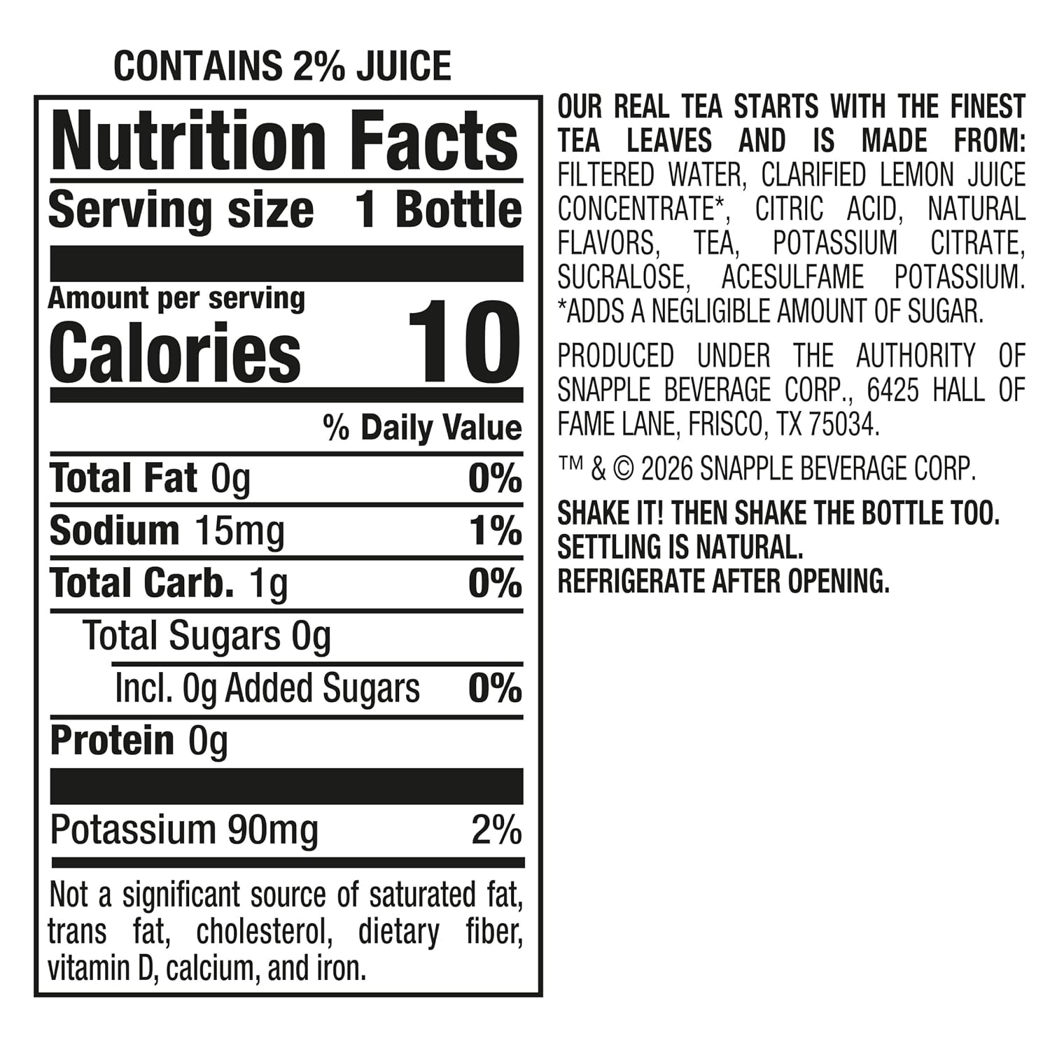Zero Sugar Half 'N Half Tea, 16 Fl Oz Recycled Plastic Bottle, Pack of 12