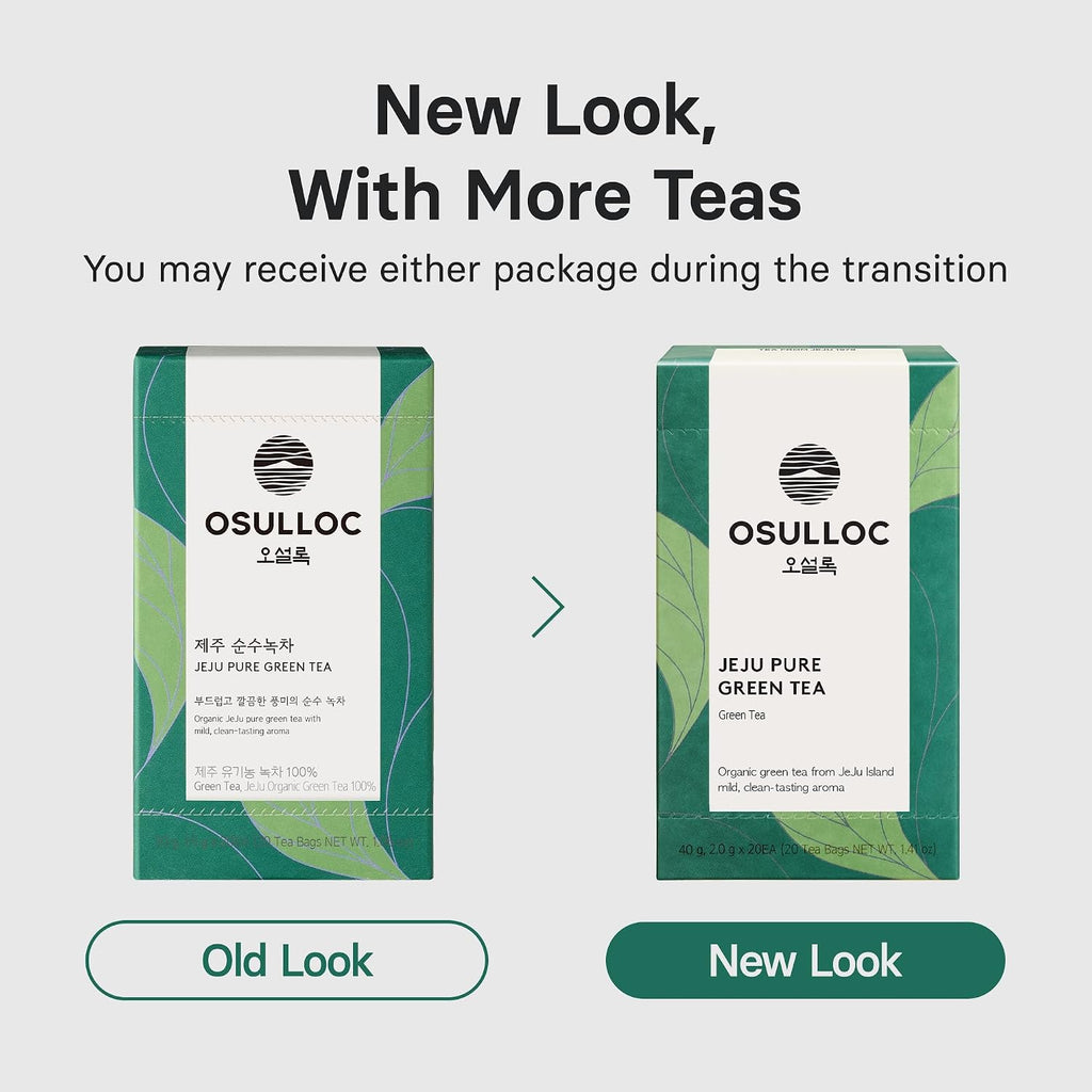 Pure Green Tea (Mild, Clean Tasting Aroma), USDA Organic, Premium Blended Tea from Jeju, Tea Bag Series 20 Count