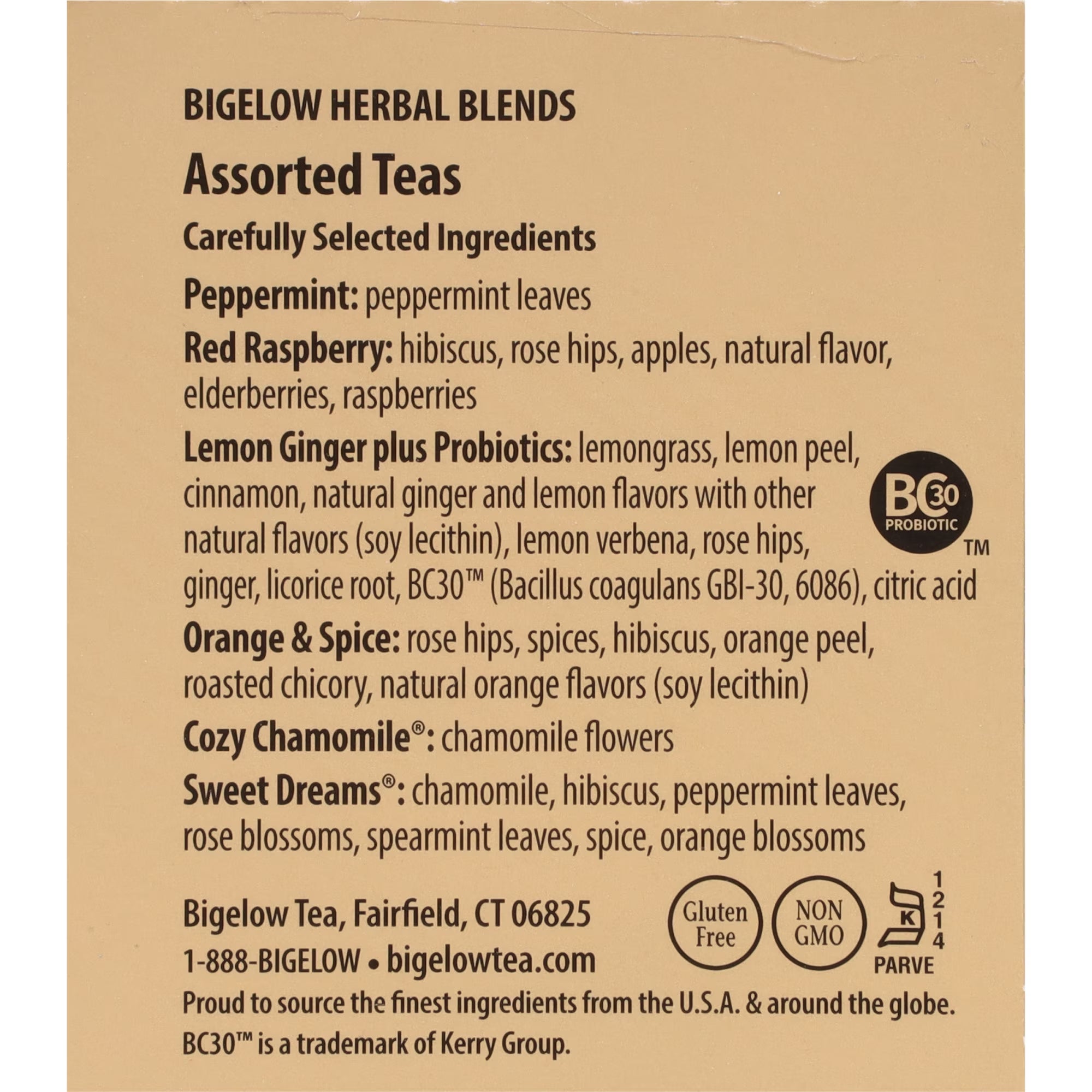 Bigelow, Assorted Herbal Caffeine Free Tea Bags, 18 Count