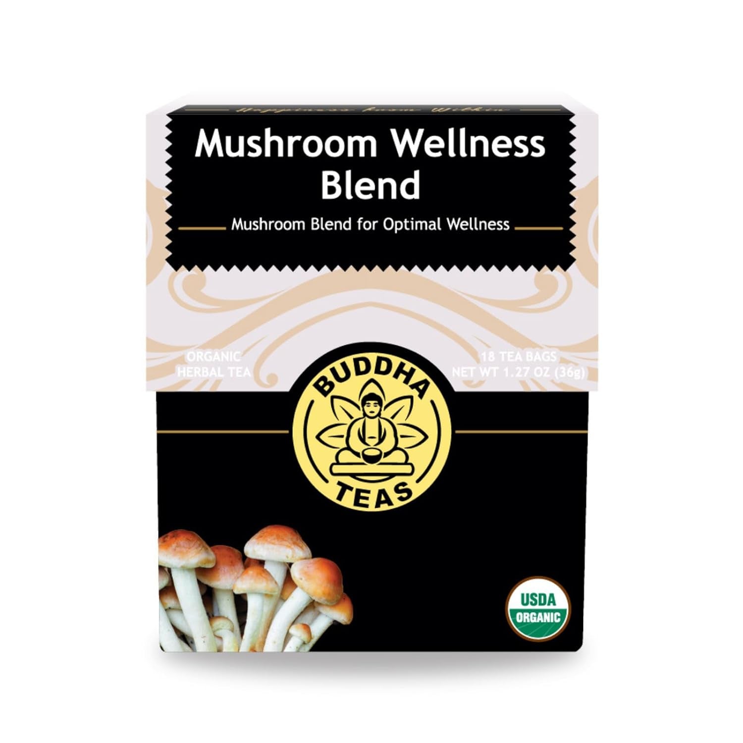 - Organic Mushroom Wellness Blend - Herbal Tea - for Health & Wellbeing - with Antioxidants & Minerals - Clean Ingredients - Caffeine Free - OU Kosher & Non-Gmo - 18 Tea Bags (Pack of 1).