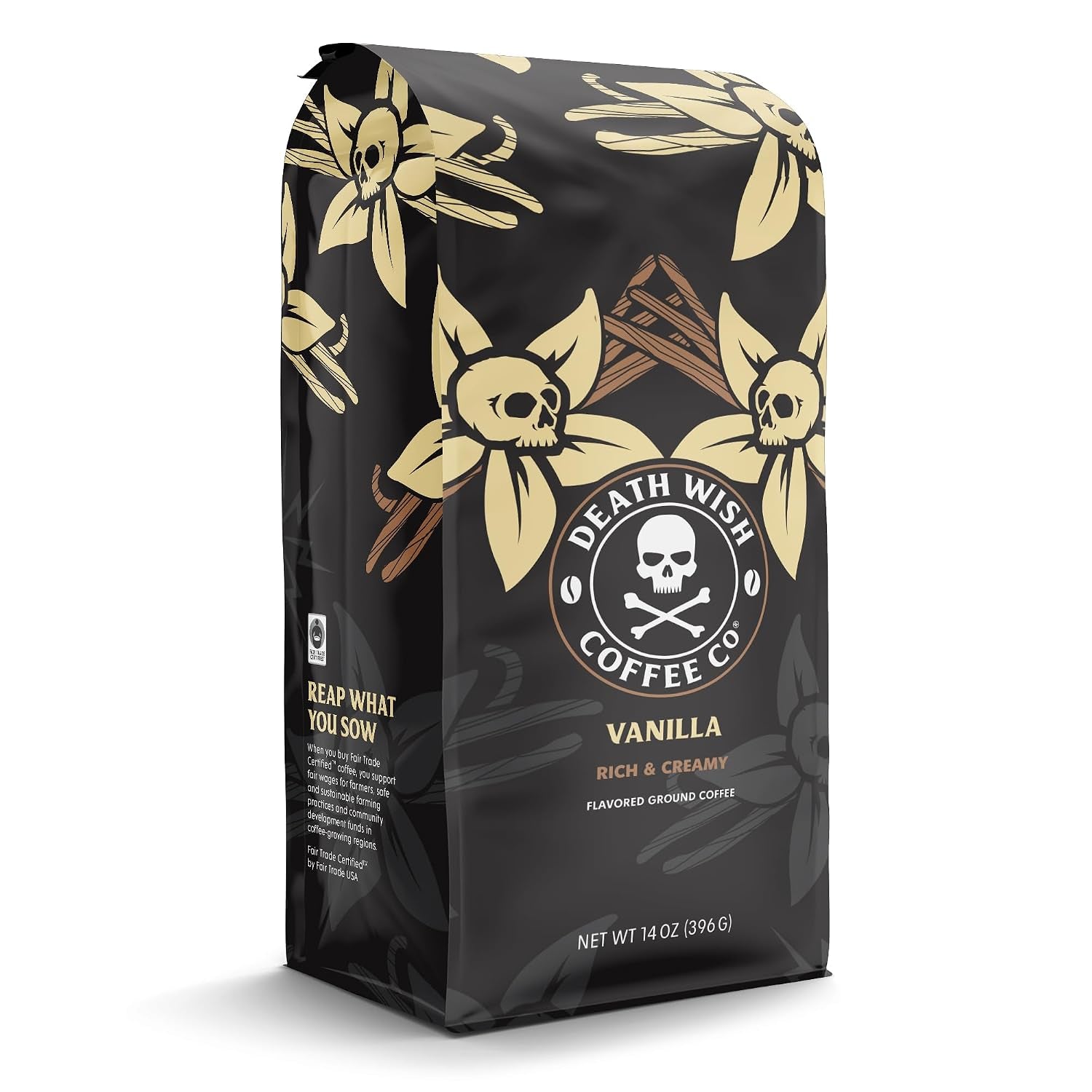 DEATH WISH COFFEE - Vanilla Ground Coffee (14 Oz) (Pack of 2)