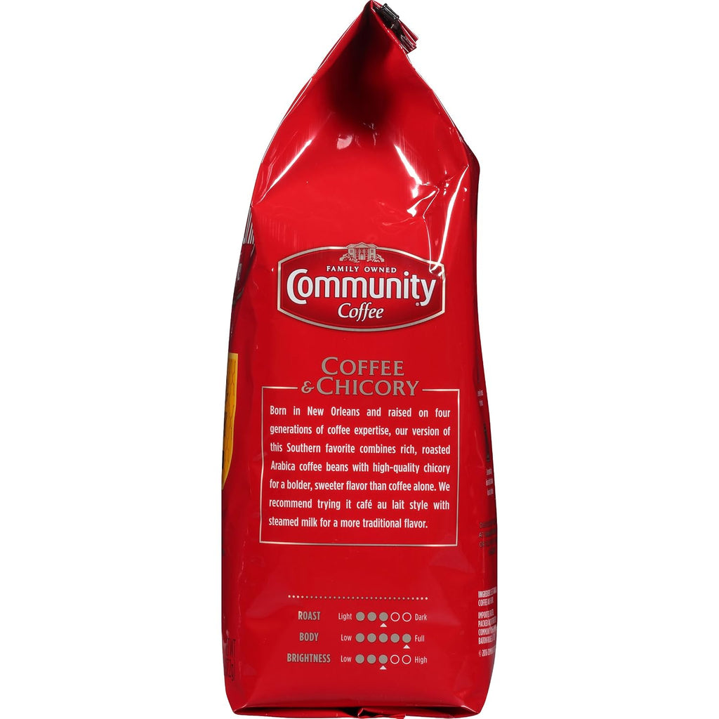 Coffee and Chicory Blend Coffee, Medium Dark Roast Ground Coffee, 32 Ounce Bag (Pack of 4)