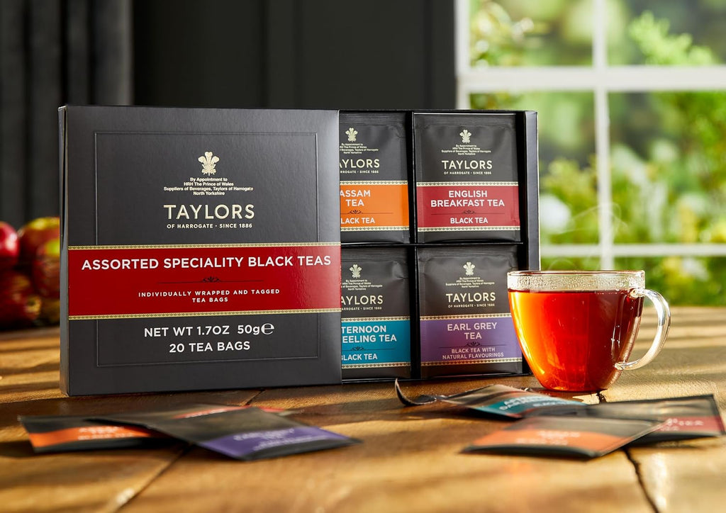 Assorted Specialty Black Teas Sampler, Variety Gift Box, Individually Wrapped Bags, 20 Count (Pack of 2), English Breakfast, Earl Grey, Assam, and Afternoon Darjeeling, Caffeinated, Enjoy Hot or Iced, 20 Teabags