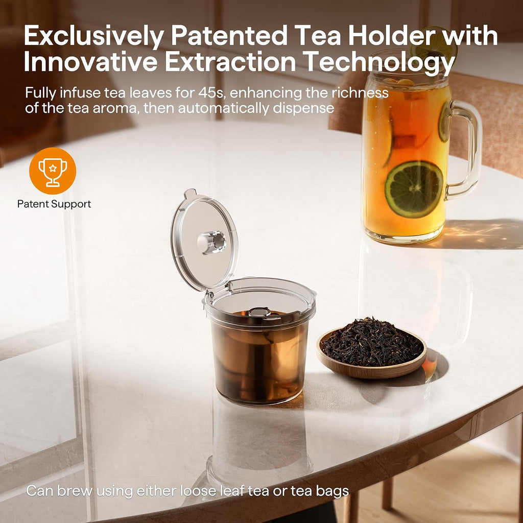 Single Serve Coffee Maker for K Cup, Ground and Tea | Hot and Iced Coffee Machines with Bold Setting, 6 to 16 Oz Brew Sizes, Compact for Small Spaces, Gray (2.0 Version)
