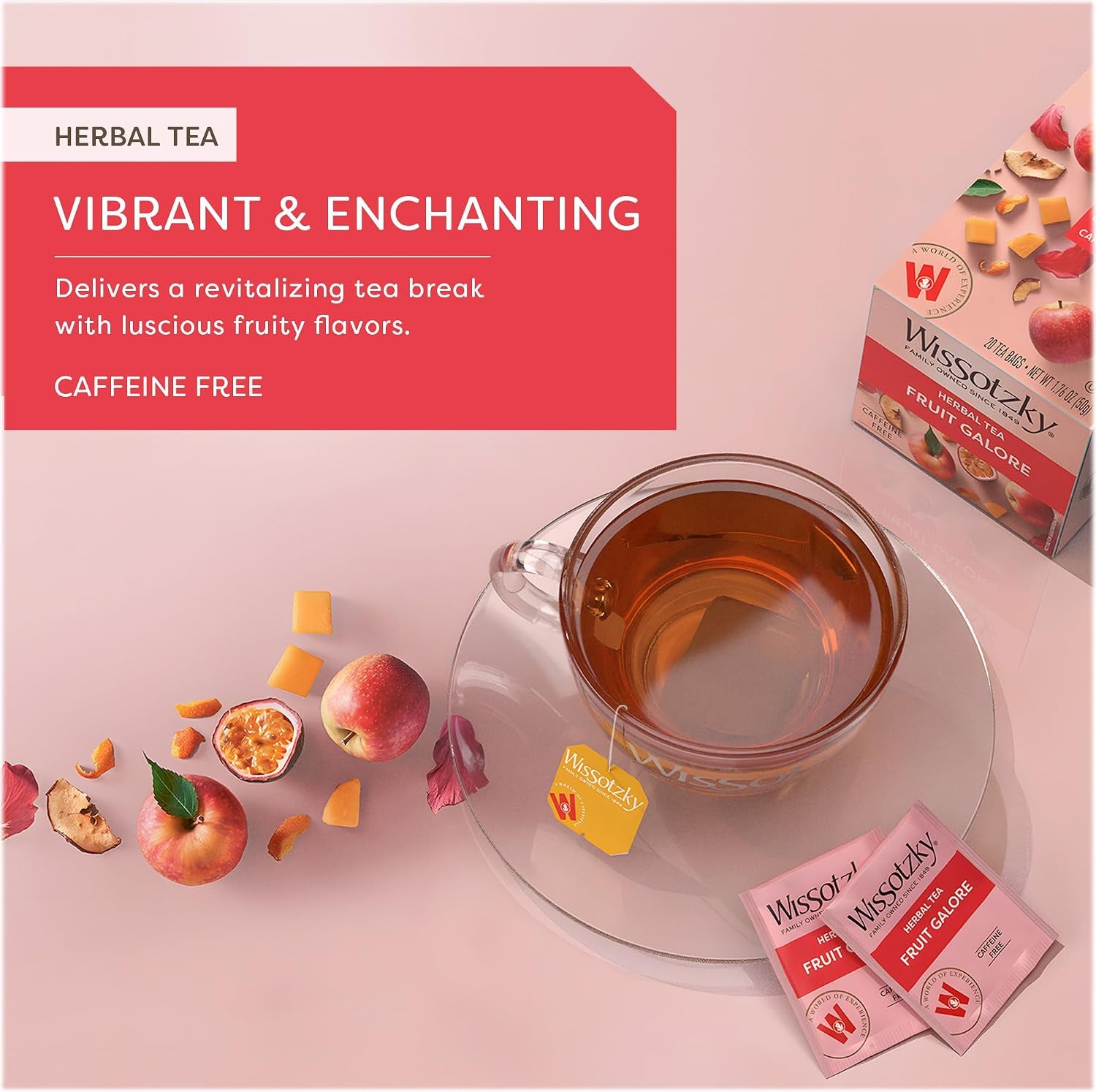 Fruit Galore Herbal Tea, 20 Tea Bags | Caffeine Free Tea | Antioxidant Rich | Fruity Blend | Herbal Tea Bags