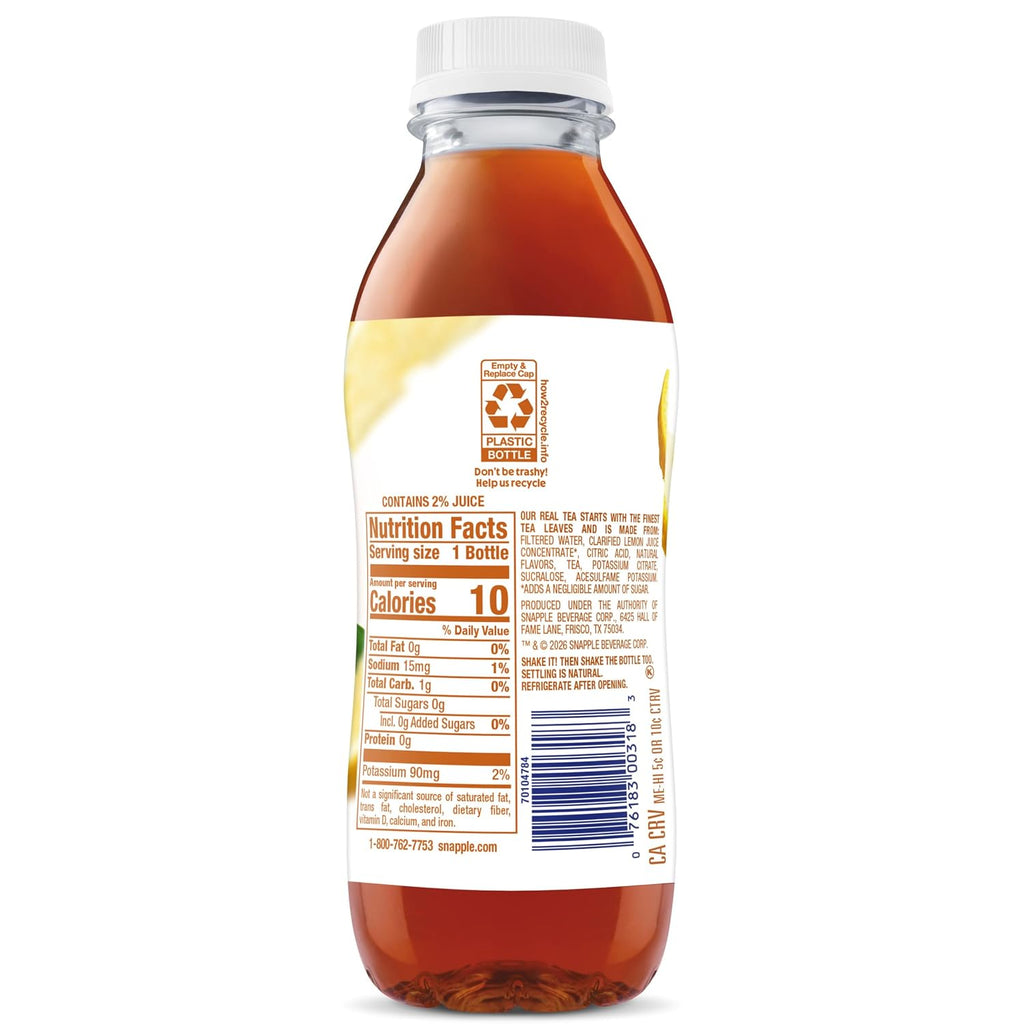 Zero Sugar Half 'N Half Tea, 16 Fl Oz Recycled Plastic Bottle, Pack of 12