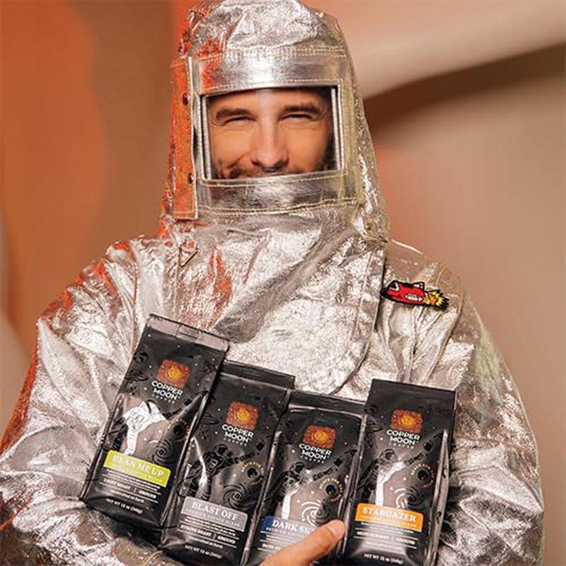 Ground Coffee, Light, Medium & Dark Roast, Out of This World Variety Pack, 12 Oz (Pack of 4) | 12 Oz Bag Each Light Roast Bean Me Up, Medium Roast Stargazer, Dark Roast Dark Sky, Strong Roast Blast Off