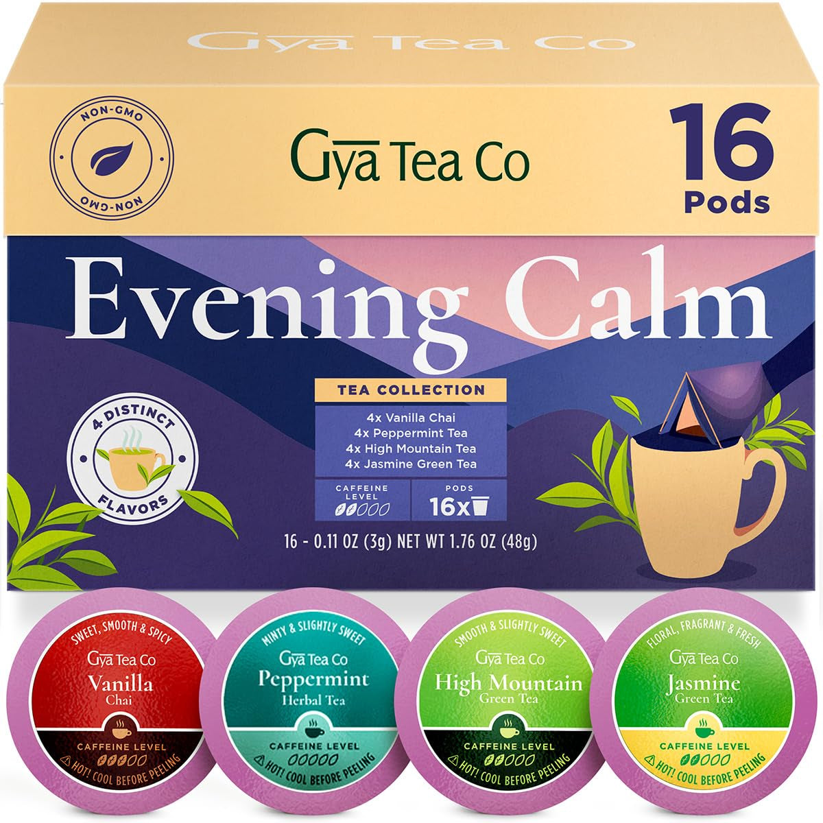 Evening Calm Tea Pod Collection Gift Set (16 Count) - Different Flavors Assorted Variety Pack