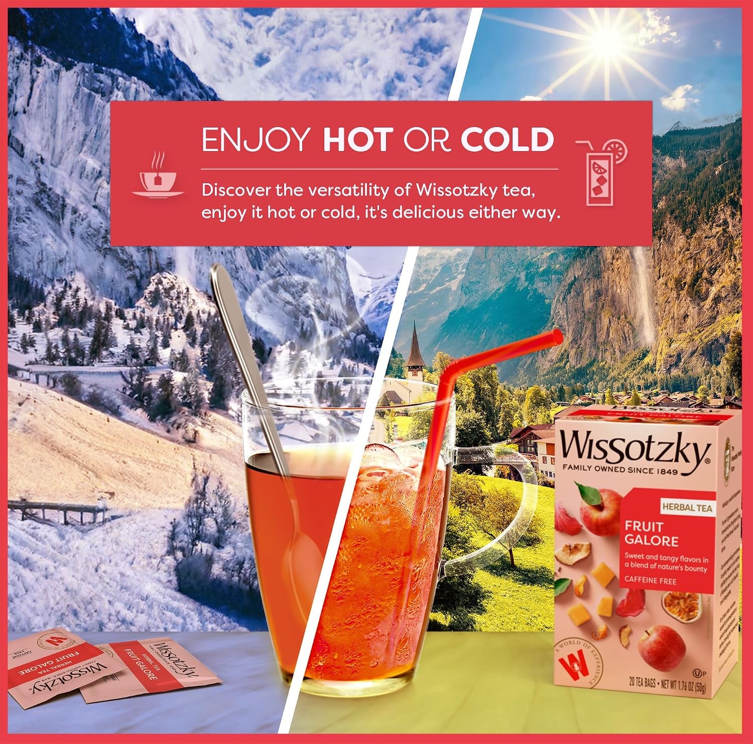 Fruit Galore Herbal Tea, 20 Tea Bags | Caffeine Free Tea | Antioxidant Rich | Fruity Blend | Herbal Tea Bags